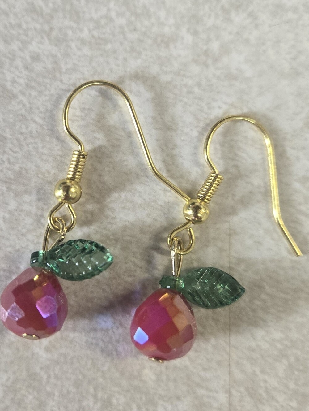 Handmade Sparkling Apple Fruit Earrings